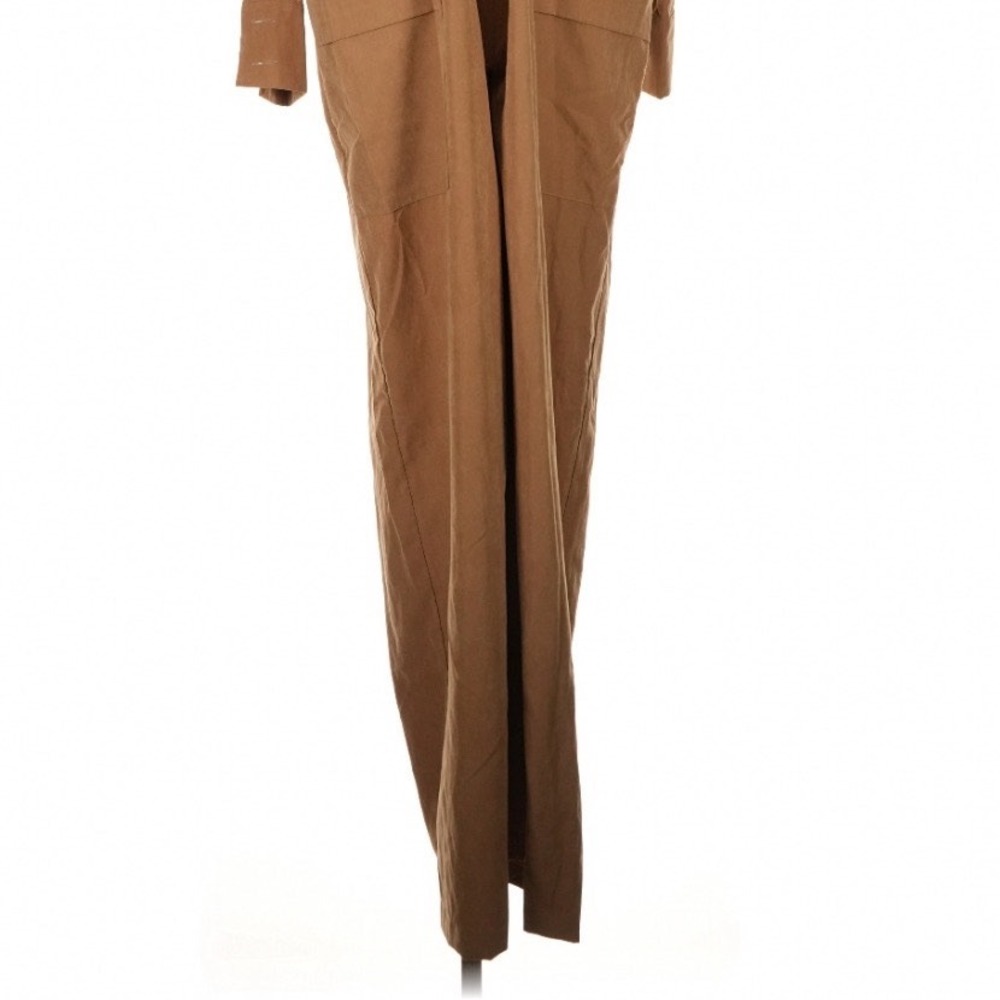 Vassia Kostara Tan Brown Utility Jumpsuit Zip Front Long Sleeve S/M Y2K Safari - Picture 5 of 11
